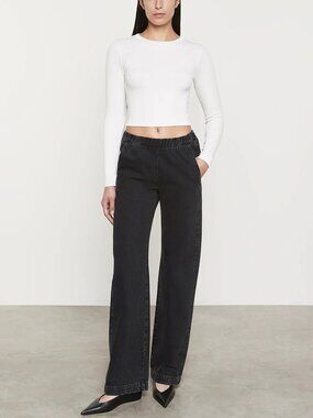 Enza Costa Everywhere Pants 100% Cotton Denim in Washed Black - Size 2